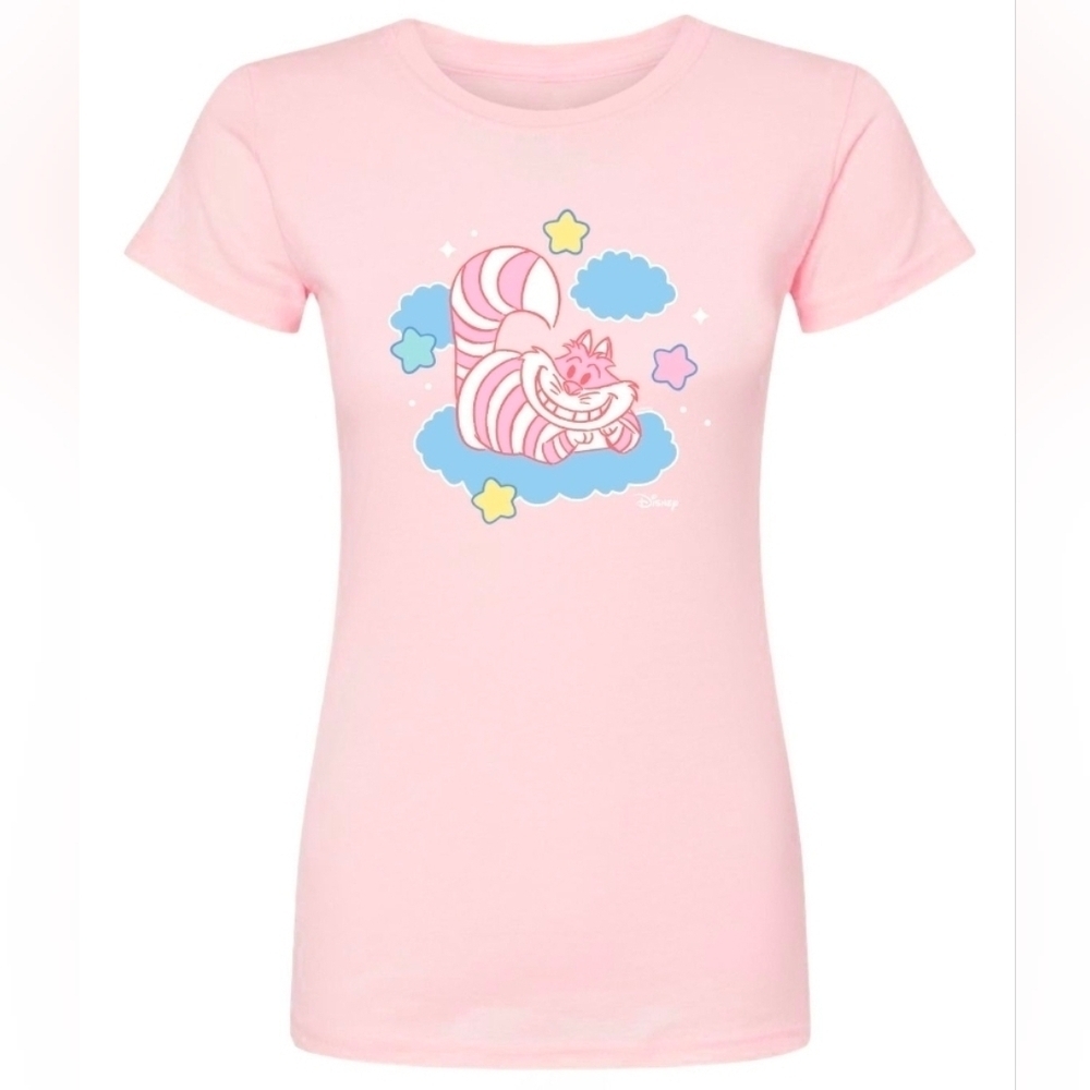 Disney's Juniors Fitted XL Pink Cheshire Cat Tee. New With Out Tags